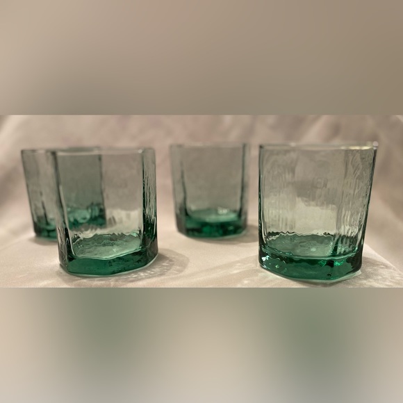 Libbey Glass Old Fashioned Facets Green Set of 4 - Picture 3 of 6